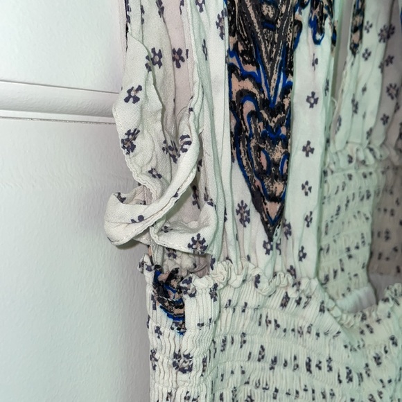 FREE PEOPLE Walking Through Dreams A-line dress size L white blue sleeveless - Picture 7 of 11